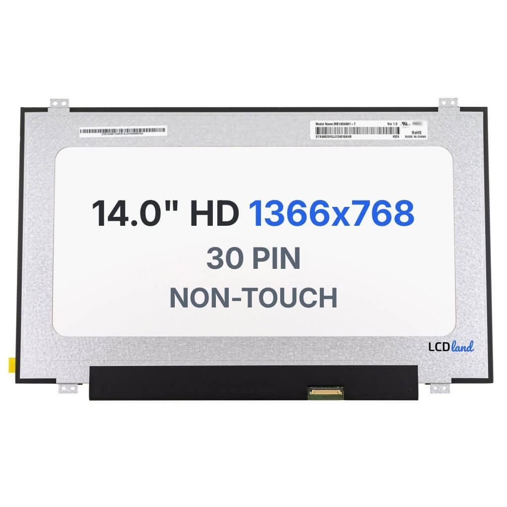MB140AN01-7 Replacement Laptop LCD Screen 14" WXGA (1366x768) With Mounting Brackets